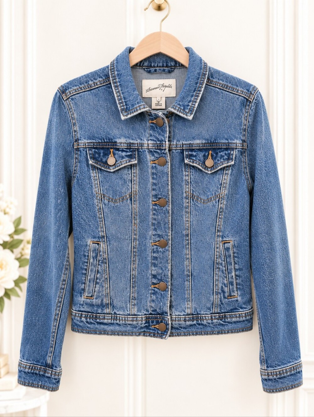Universal Thread Blue Denim Trucker Jacket Stretch Cotton | Size Small - Picture 5 of 9
